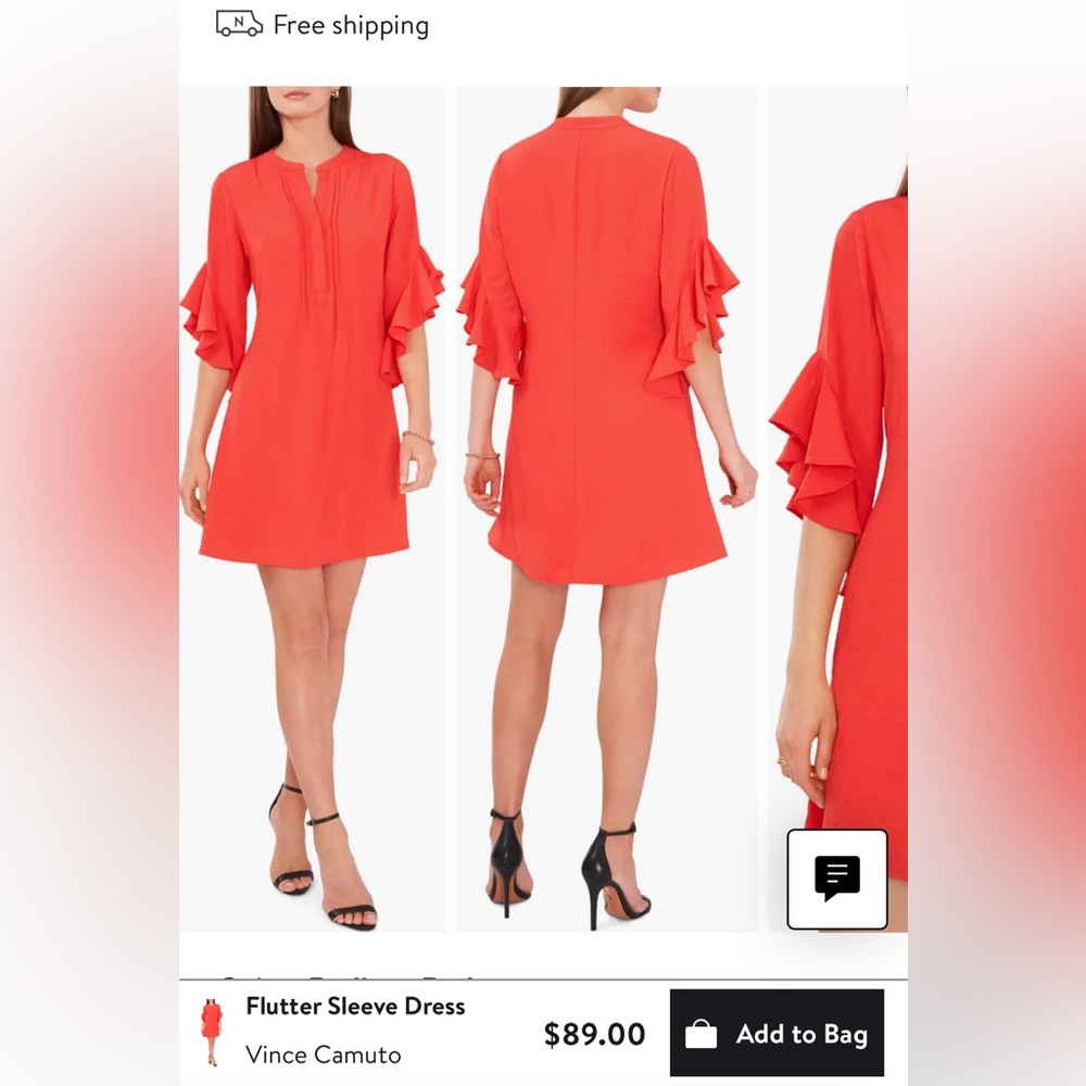 Vince Camuto Flutter Sleeve Dress